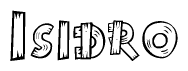 The clipart image shows the name Isidro stylized to look like it is constructed out of separate wooden planks or boards, with each letter having wood grain and plank-like details.