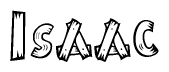 The clipart image shows the name Isaac stylized to look like it is constructed out of separate wooden planks or boards, with each letter having wood grain and plank-like details.
