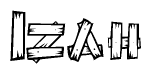 The clipart image shows the name Izah stylized to look like it is constructed out of separate wooden planks or boards, with each letter having wood grain and plank-like details.
