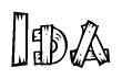 The clipart image shows the name Ida stylized to look like it is constructed out of separate wooden planks or boards, with each letter having wood grain and plank-like details.
