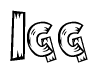 The clipart image shows the name Igg stylized to look as if it has been constructed out of wooden planks or logs. Each letter is designed to resemble pieces of wood.