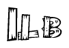 The image contains the name Ilb written in a decorative, stylized font with a hand-drawn appearance. The lines are made up of what appears to be planks of wood, which are nailed together