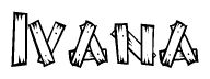 The clipart image shows the name Ivana stylized to look like it is constructed out of separate wooden planks or boards, with each letter having wood grain and plank-like details.