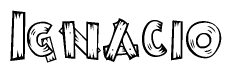 The clipart image shows the name Ignacio stylized to look like it is constructed out of separate wooden planks or boards, with each letter having wood grain and plank-like details.