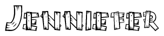The clipart image shows the name Jenniefer stylized to look like it is constructed out of separate wooden planks or boards, with each letter having wood grain and plank-like details.