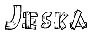 The clipart image shows the name Jeska stylized to look like it is constructed out of separate wooden planks or boards, with each letter having wood grain and plank-like details.