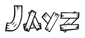 The clipart image shows the name Jayz stylized to look as if it has been constructed out of wooden planks or logs. Each letter is designed to resemble pieces of wood.
