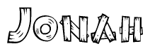 The clipart image shows the name Jonah stylized to look like it is constructed out of separate wooden planks or boards, with each letter having wood grain and plank-like details.