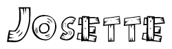 The clipart image shows the name Josette stylized to look as if it has been constructed out of wooden planks or logs. Each letter is designed to resemble pieces of wood.