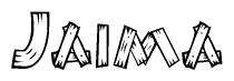 The clipart image shows the name Jaima stylized to look like it is constructed out of separate wooden planks or boards, with each letter having wood grain and plank-like details.