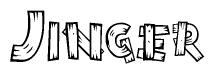 The clipart image shows the name Jinger stylized to look like it is constructed out of separate wooden planks or boards, with each letter having wood grain and plank-like details.