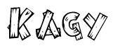 The clipart image shows the name Kagy stylized to look like it is constructed out of separate wooden planks or boards, with each letter having wood grain and plank-like details.