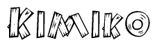 The image contains the name Kimiko written in a decorative, stylized font with a hand-drawn appearance. The lines are made up of what appears to be planks of wood, which are nailed together
