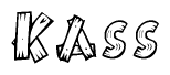 The clipart image shows the name Kass stylized to look as if it has been constructed out of wooden planks or logs. Each letter is designed to resemble pieces of wood.