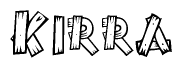The clipart image shows the name Kirra stylized to look like it is constructed out of separate wooden planks or boards, with each letter having wood grain and plank-like details.