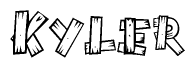 The clipart image shows the name Kyler stylized to look like it is constructed out of separate wooden planks or boards, with each letter having wood grain and plank-like details.