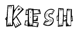 The clipart image shows the name Kesh stylized to look like it is constructed out of separate wooden planks or boards, with each letter having wood grain and plank-like details.