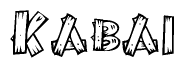 The clipart image shows the name Kabai stylized to look as if it has been constructed out of wooden planks or logs. Each letter is designed to resemble pieces of wood.