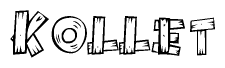 The clipart image shows the name Kollet stylized to look like it is constructed out of separate wooden planks or boards, with each letter having wood grain and plank-like details.