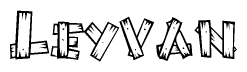 The clipart image shows the name Leyvan stylized to look as if it has been constructed out of wooden planks or logs. Each letter is designed to resemble pieces of wood.