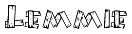 The clipart image shows the name Lemmie stylized to look like it is constructed out of separate wooden planks or boards, with each letter having wood grain and plank-like details.
