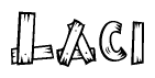 The clipart image shows the name Laci stylized to look like it is constructed out of separate wooden planks or boards, with each letter having wood grain and plank-like details.
