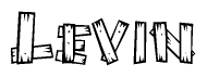 The clipart image shows the name Levin stylized to look as if it has been constructed out of wooden planks or logs. Each letter is designed to resemble pieces of wood.