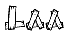 The clipart image shows the name Laa stylized to look like it is constructed out of separate wooden planks or boards, with each letter having wood grain and plank-like details.