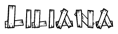 The clipart image shows the name Liliana stylized to look like it is constructed out of separate wooden planks or boards, with each letter having wood grain and plank-like details.