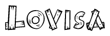 The clipart image shows the name Lovisa stylized to look like it is constructed out of separate wooden planks or boards, with each letter having wood grain and plank-like details.