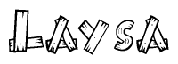 The image contains the name Laysa written in a decorative, stylized font with a hand-drawn appearance. The lines are made up of what appears to be planks of wood, which are nailed together