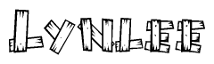 The image contains the name Lynlee written in a decorative, stylized font with a hand-drawn appearance. The lines are made up of what appears to be planks of wood, which are nailed together