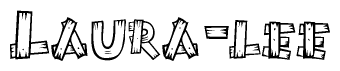 The image contains the name Laura-lee written in a decorative, stylized font with a hand-drawn appearance. The lines are made up of what appears to be planks of wood, which are nailed together