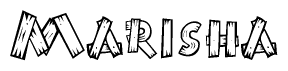The clipart image shows the name Marisha stylized to look like it is constructed out of separate wooden planks or boards, with each letter having wood grain and plank-like details.
