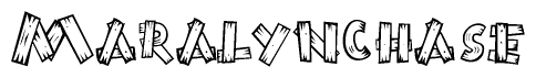 The clipart image shows the name Maralynchase stylized to look as if it has been constructed out of wooden planks or logs. Each letter is designed to resemble pieces of wood.