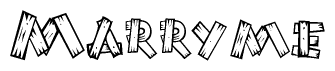 The clipart image shows the name Marryme stylized to look like it is constructed out of separate wooden planks or boards, with each letter having wood grain and plank-like details.