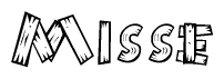 The clipart image shows the name Misse stylized to look like it is constructed out of separate wooden planks or boards, with each letter having wood grain and plank-like details.