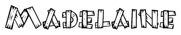 The clipart image shows the name Madelaine stylized to look like it is constructed out of separate wooden planks or boards, with each letter having wood grain and plank-like details.