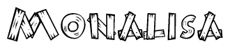 The clipart image shows the name Monalisa stylized to look like it is constructed out of separate wooden planks or boards, with each letter having wood grain and plank-like details.