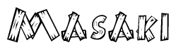 The clipart image shows the name Masaki stylized to look like it is constructed out of separate wooden planks or boards, with each letter having wood grain and plank-like details.