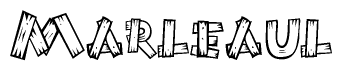 The clipart image shows the name Marleaul stylized to look as if it has been constructed out of wooden planks or logs. Each letter is designed to resemble pieces of wood.