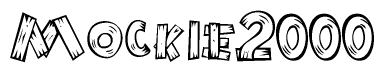The clipart image shows the name Mockie2000 stylized to look like it is constructed out of separate wooden planks or boards, with each letter having wood grain and plank-like details.