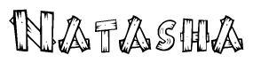 The clipart image shows the name Natasha stylized to look like it is constructed out of separate wooden planks or boards, with each letter having wood grain and plank-like details.