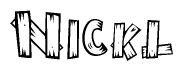 The clipart image shows the name Nickl stylized to look as if it has been constructed out of wooden planks or logs. Each letter is designed to resemble pieces of wood.