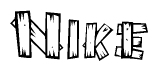 The clipart image shows the name Nike stylized to look like it is constructed out of separate wooden planks or boards, with each letter having wood grain and plank-like details.