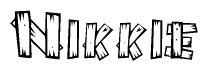 The clipart image shows the name Nikkie stylized to look as if it has been constructed out of wooden planks or logs. Each letter is designed to resemble pieces of wood.