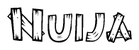 The clipart image shows the name Nuija stylized to look like it is constructed out of separate wooden planks or boards, with each letter having wood grain and plank-like details.