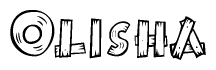 The clipart image shows the name Olisha stylized to look as if it has been constructed out of wooden planks or logs. Each letter is designed to resemble pieces of wood.