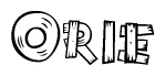 The clipart image shows the name Orie stylized to look like it is constructed out of separate wooden planks or boards, with each letter having wood grain and plank-like details.
