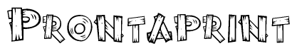 The clipart image shows the name Prontaprint stylized to look like it is constructed out of separate wooden planks or boards, with each letter having wood grain and plank-like details.